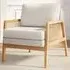 Fabric Cushion Mid Century Rattan Chair - Cream