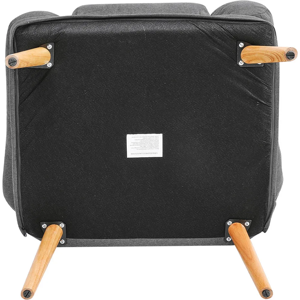 Fabric Recliner with Footstool - Grey