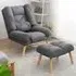 Fabric Recliner with Footstool - Grey