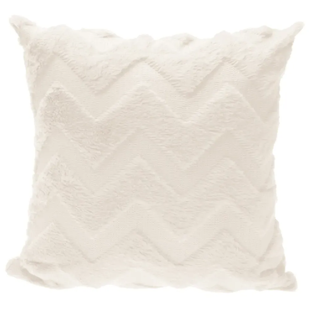 Faux Fur Throw Pillow - White