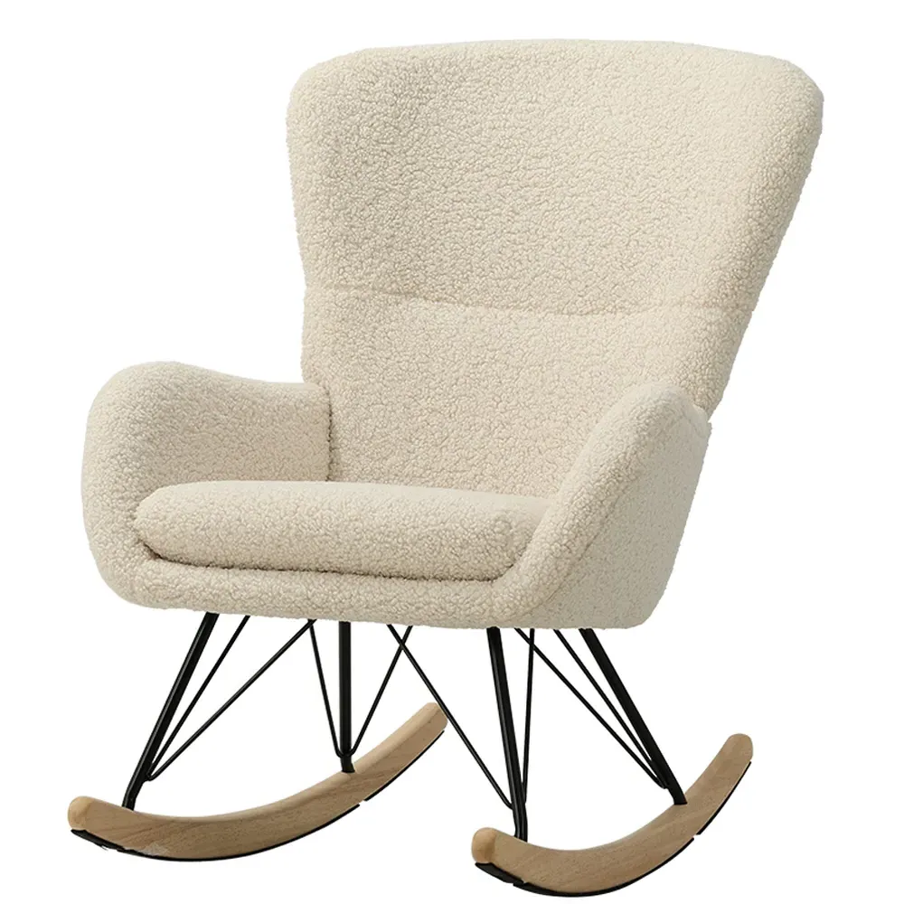 Faux Wool Rocking Chair - White