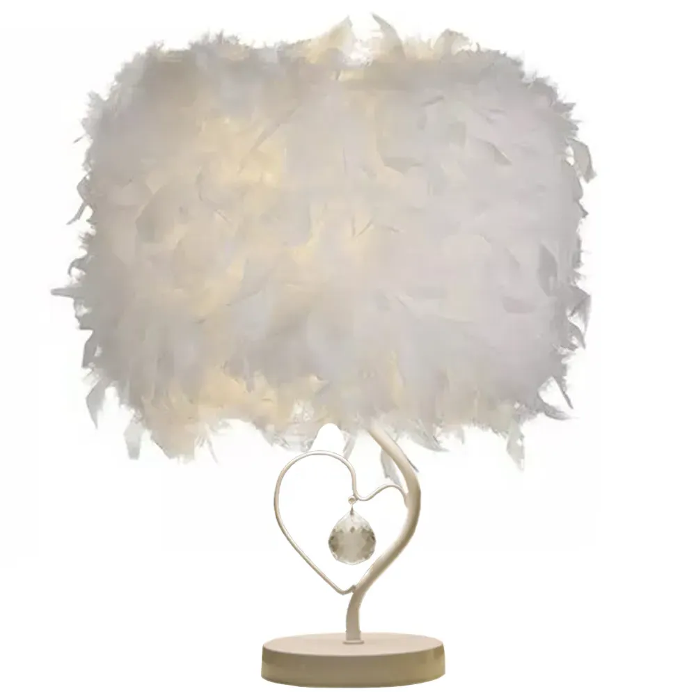 Feather Heart-Shaped Table Lamp - White image