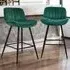 Flannel Upholstered Bar Stools Set of 2 - Dark Green