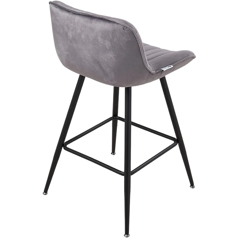 Flannel Upholstered Bar Stools Set of 2 - Grey