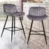 Flannel Upholstered Bar Stools Set of 2 - Grey