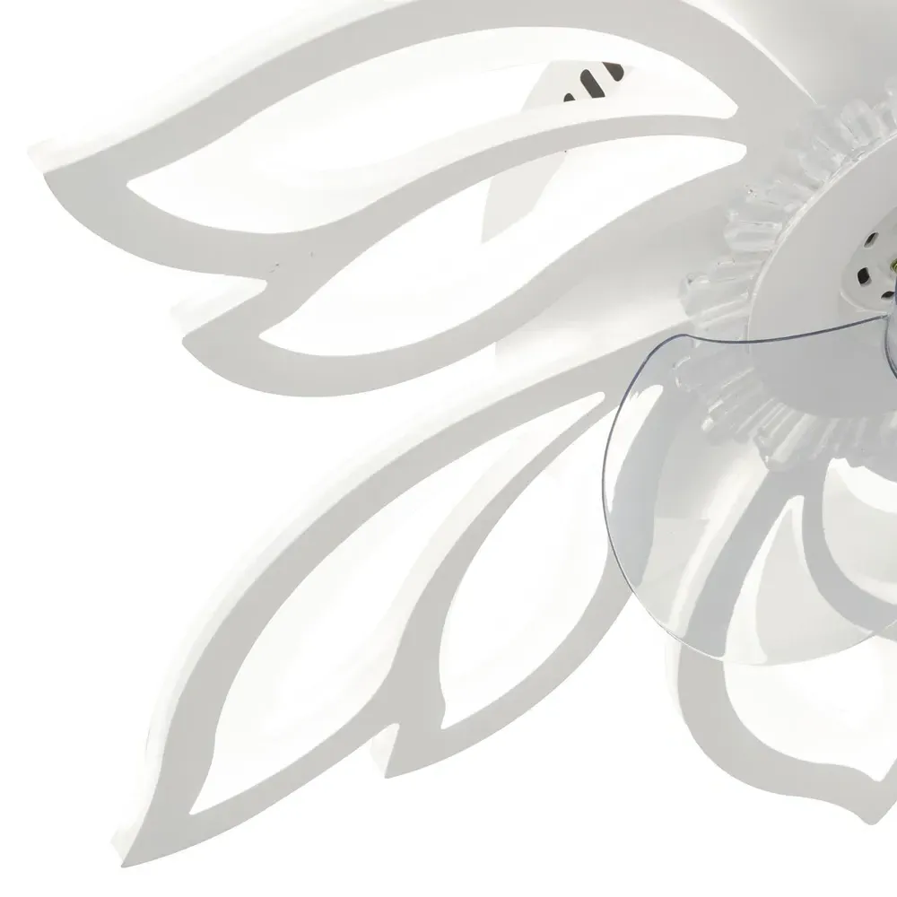 Flower Shape LED Ceiling Fan Light with Remote - White