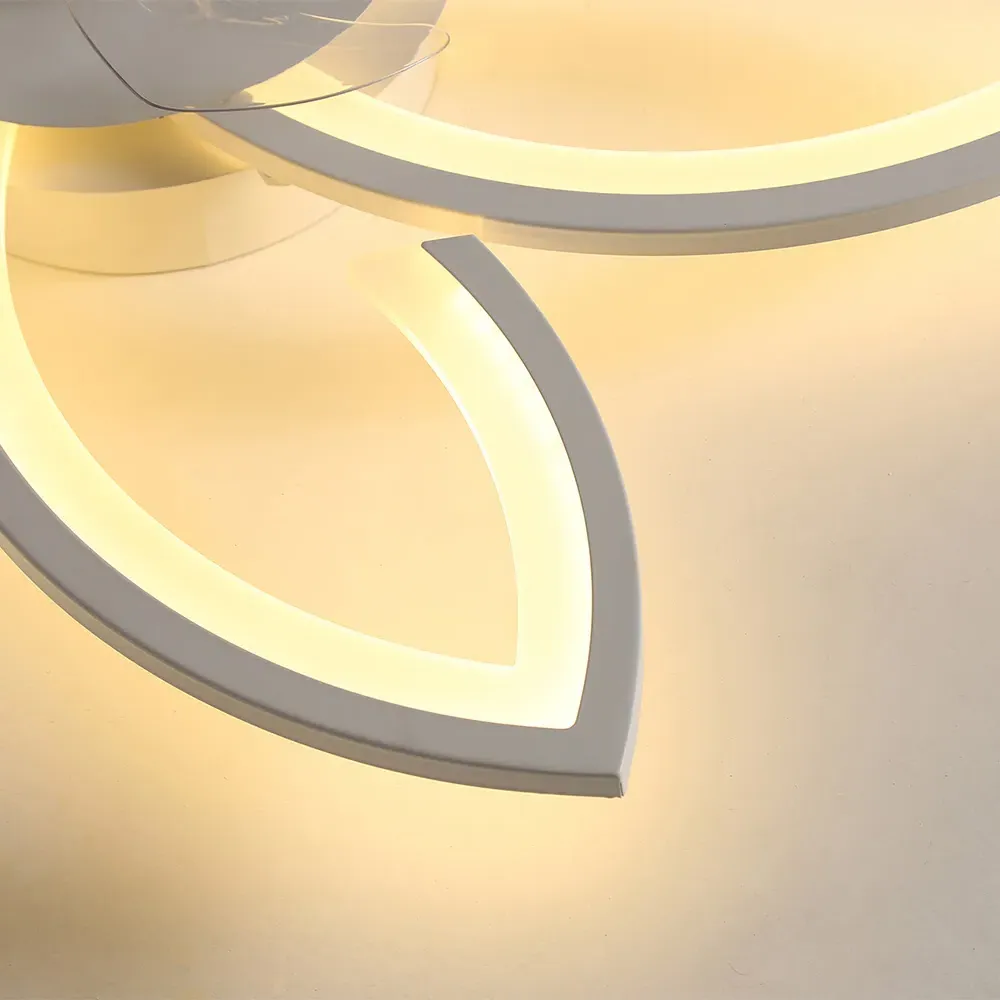 Flower Shaped LED Ceiling Fan Light with 6 Speeds - White