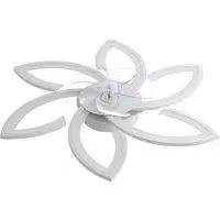 Flower Shaped LED Ceiling Fan Light with 6 Speeds - White