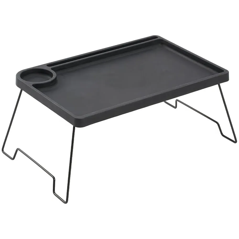 Foldable Bed Table with Cup Holder - Black