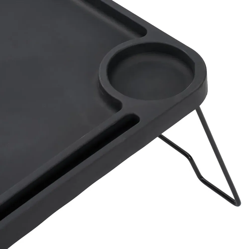 Foldable Bed Table with Cup Holder - Black