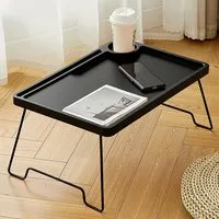 Foldable Bed Table with Cup Holder - Black
