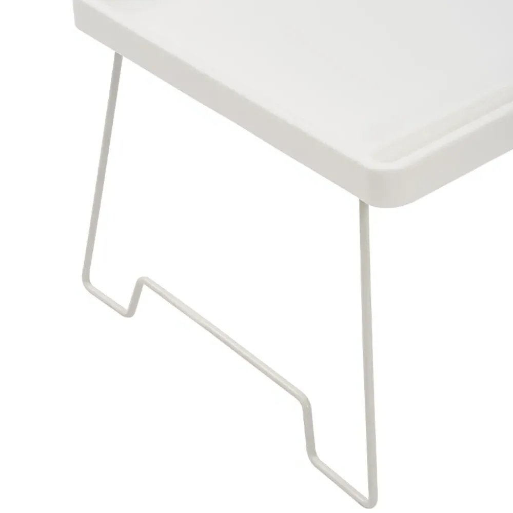 Foldable Bed Table with Cup Holder - White