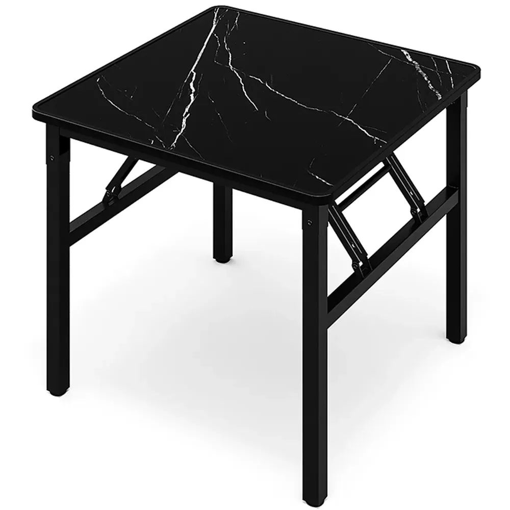 Foldable Coffee Table - Black, Marble Effect