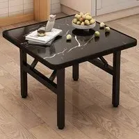 Foldable Coffee Table - Black, Marble Effect