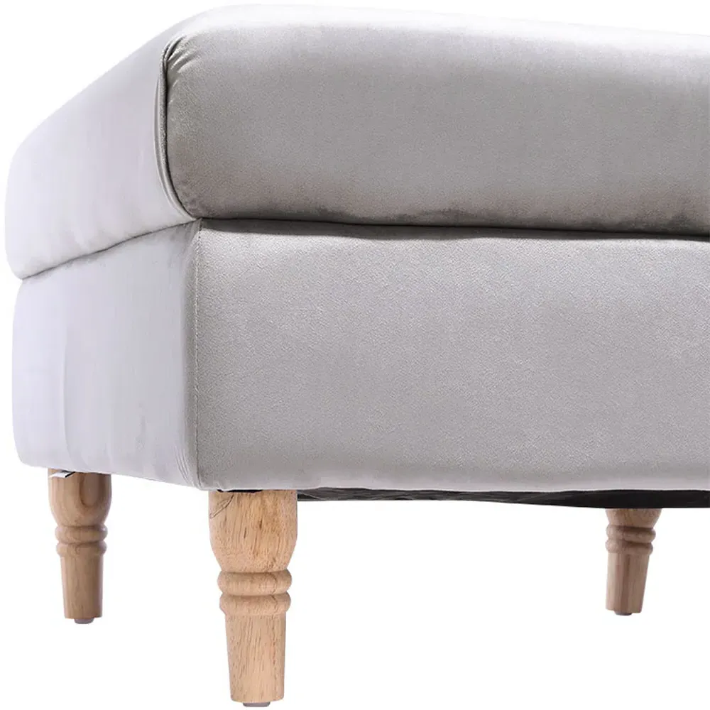 Footstool - Grey, Velvet