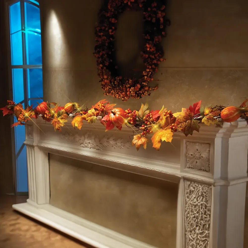Garland with Maple Leaves 180cm - Orange