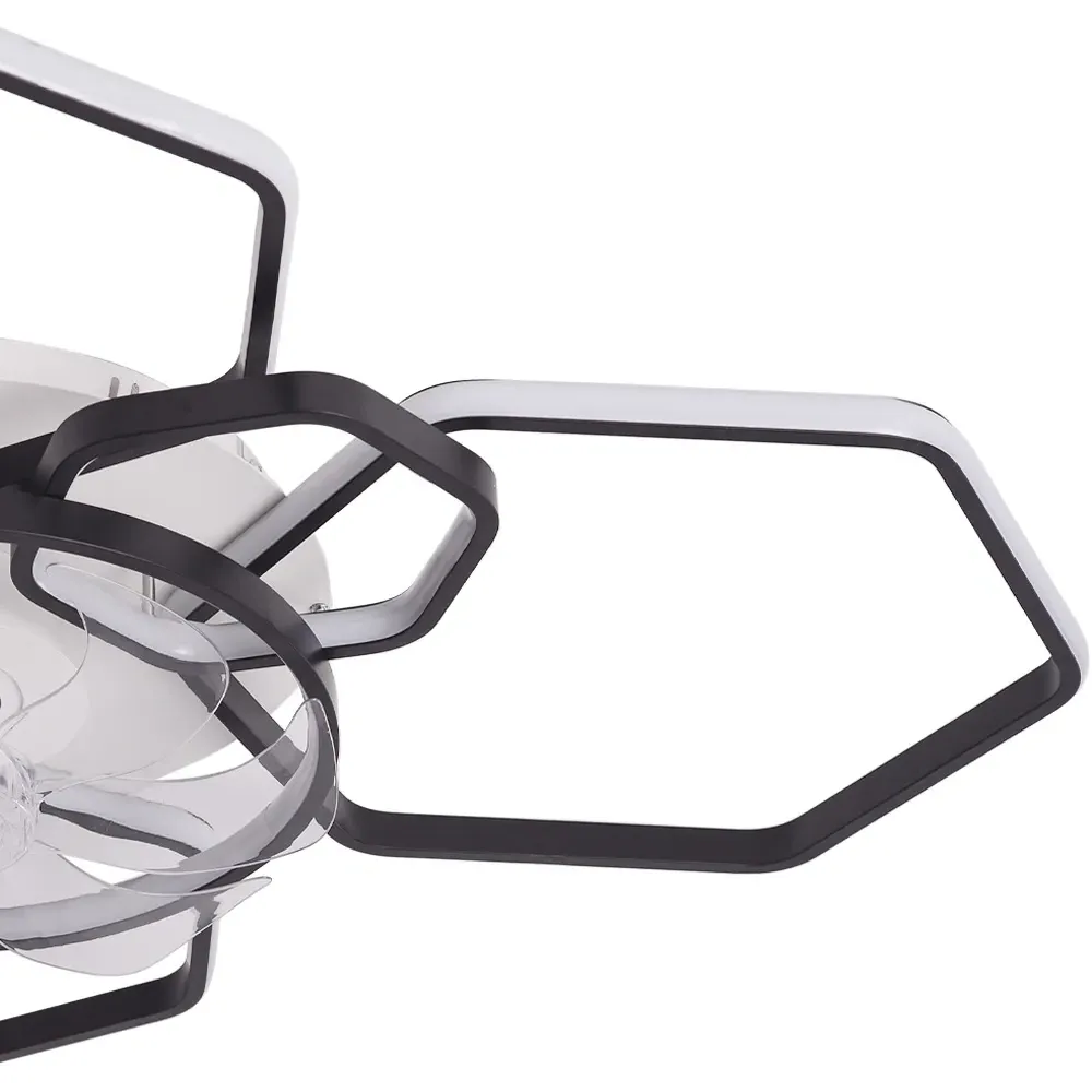 Geometrical 40 inch LED Ceiling Fan Light - Black