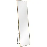 Gold Slim Full Length Wall Mirror 150cm - Cream, Aluminium