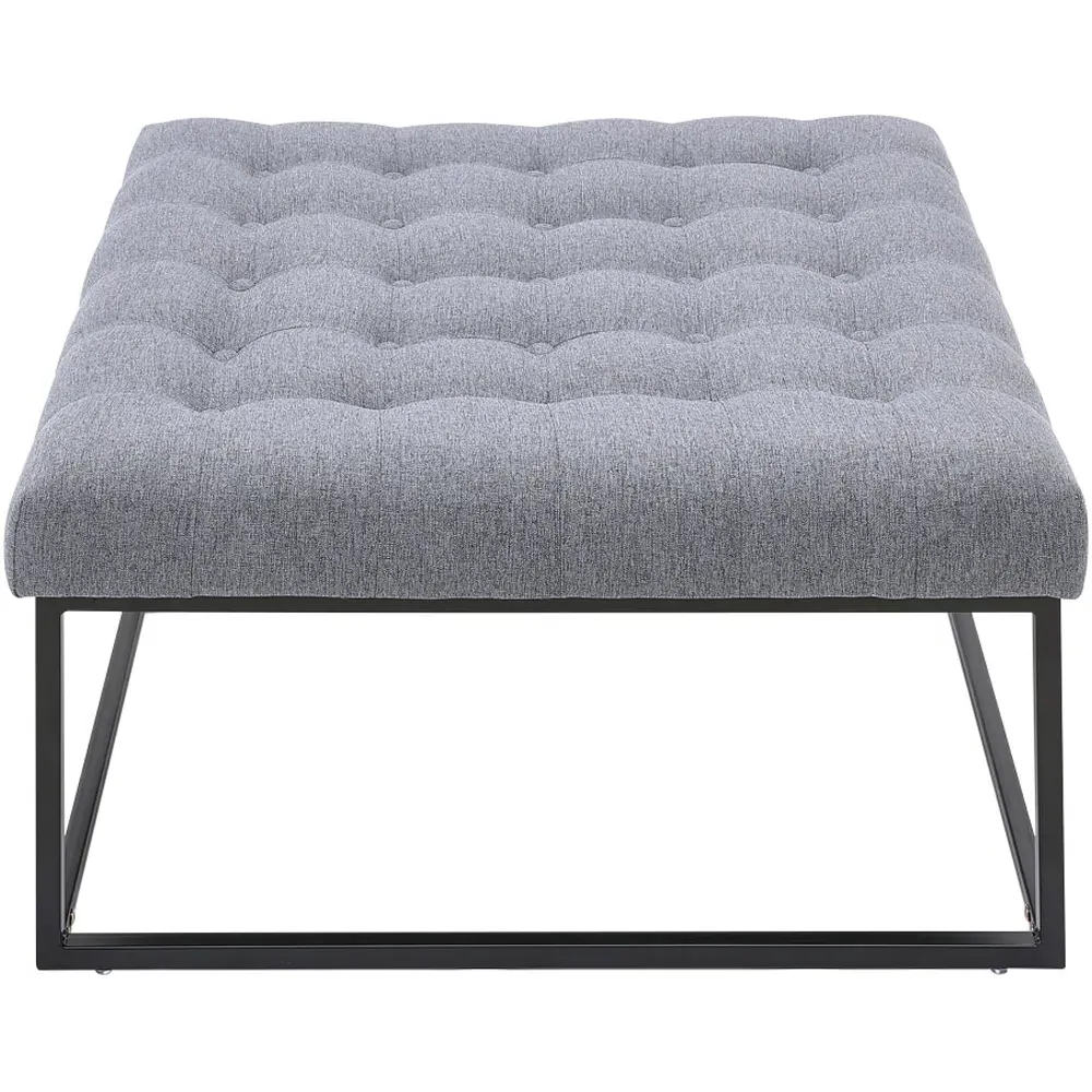 Grey Linen Footstool - Grey, Linen