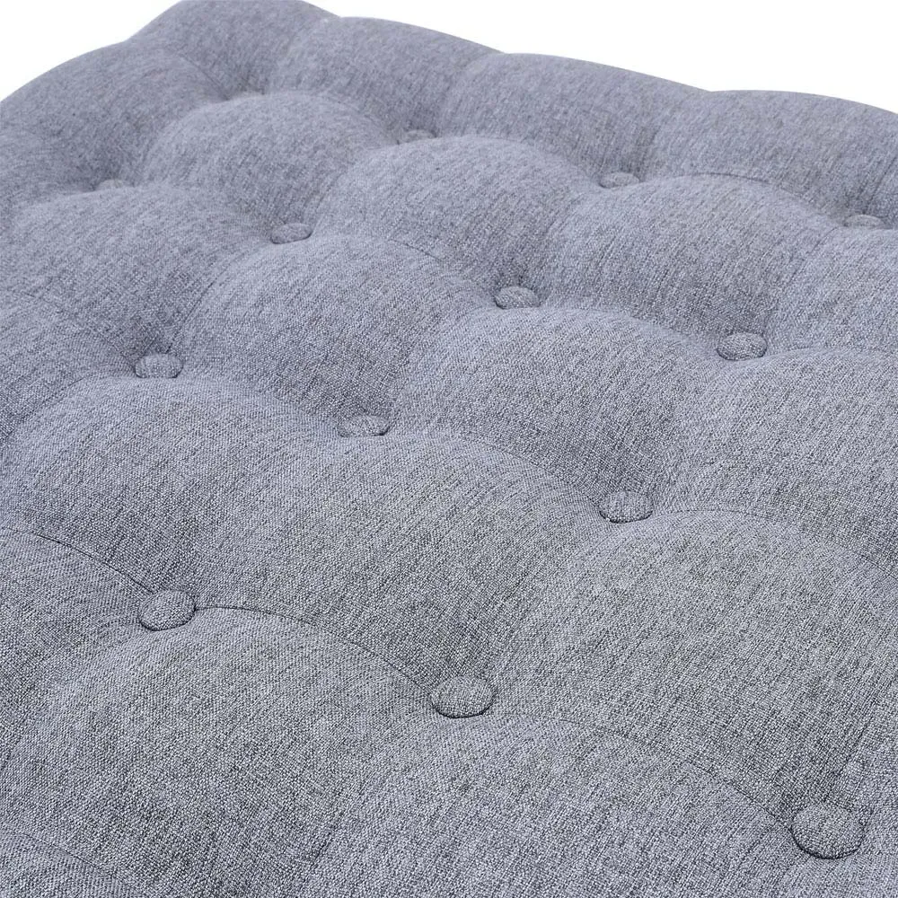 Grey Linen Footstool - Grey, Linen