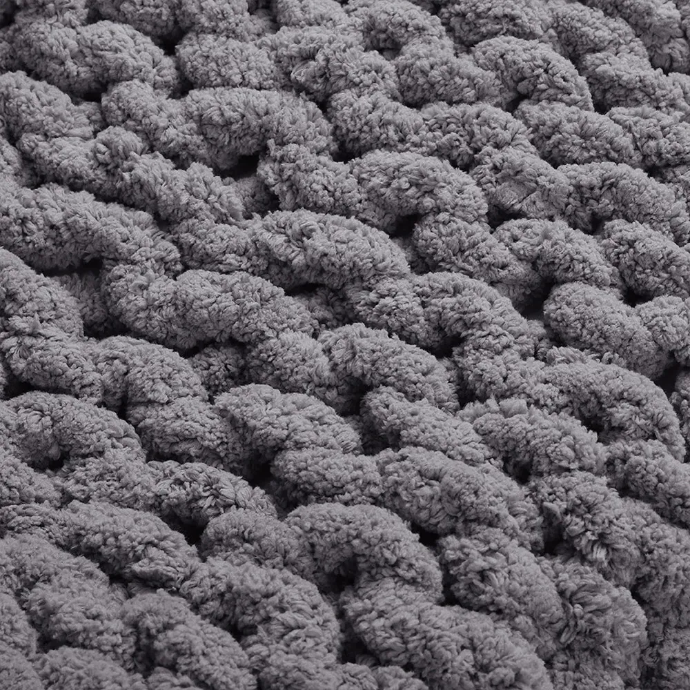 Hand Woven Chenille Blanket 150cm - Grey