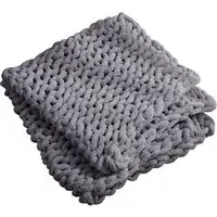 Hand Woven Chenille Blanket 150cm - Grey