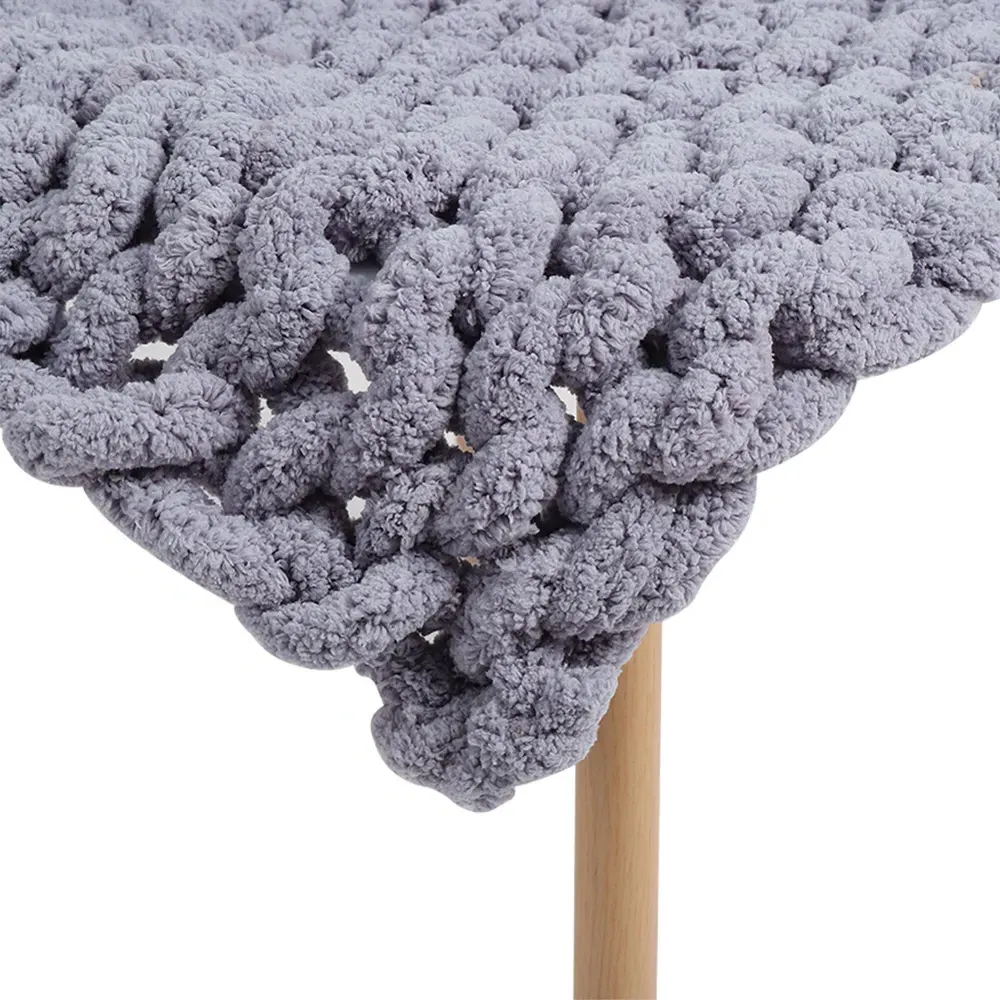 Hand Woven Chenille Blanket 150cm - Grey