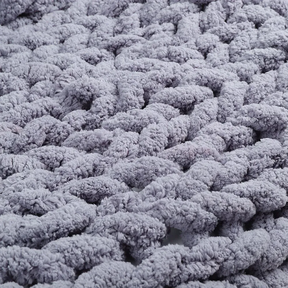Hand Woven Chenille Blanket 150cm - Grey