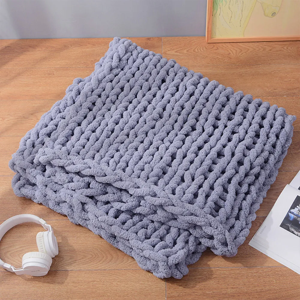 Hand Woven Chenille Blanket 60cm - Grey