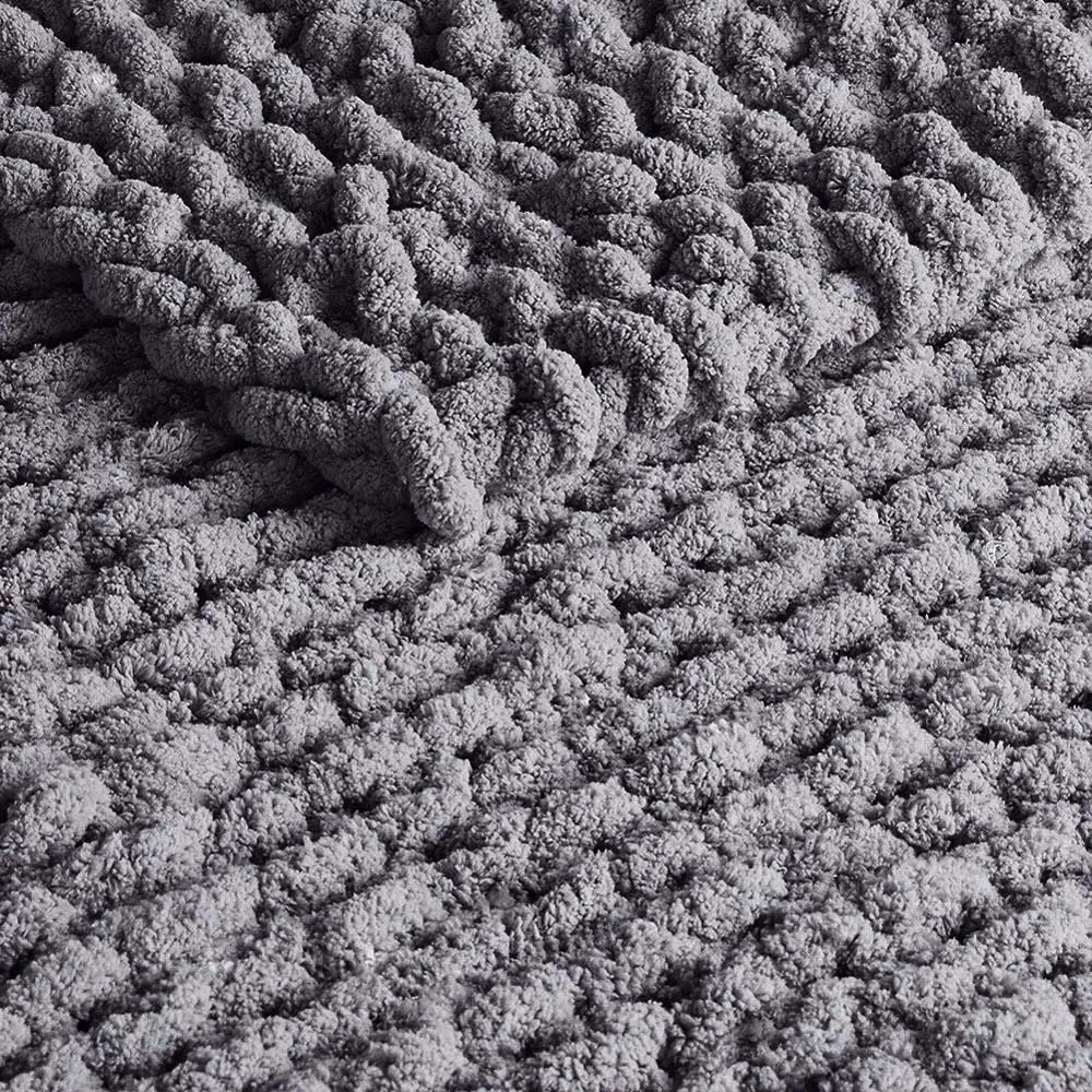 Hand Woven Chenille Blanket 60cm - Grey