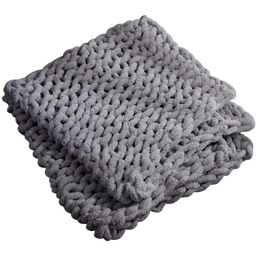 Hand Woven Chenille Blanket 60cm - Grey