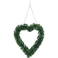 Heart Shape Artificial Boxwood Wreath 42cm - Green