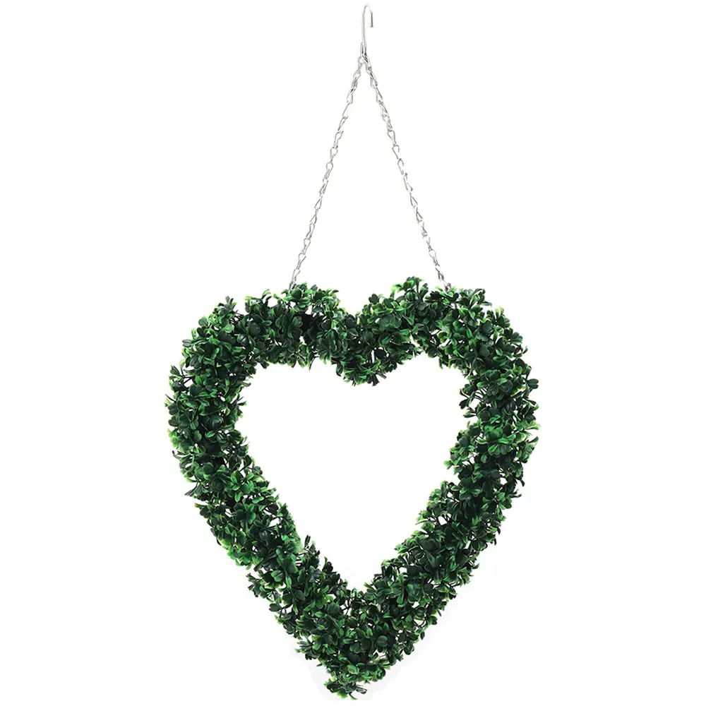 Heart Shape Artificial Boxwood Wreath 42cm - Green image
