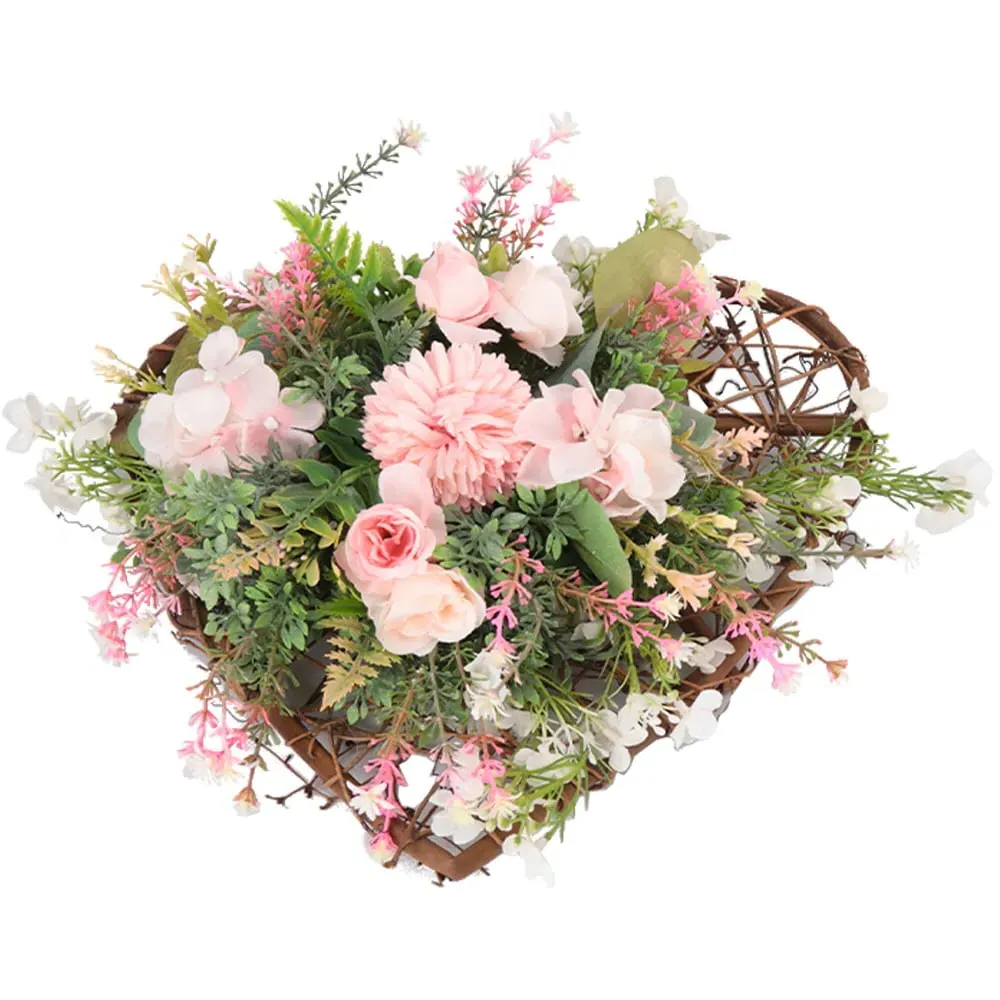Heart Shape Artificial Flower Wreath 30cm - Multi