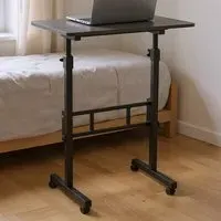 Height Adjustable Mobile Desk with Lockable Wheels - Black