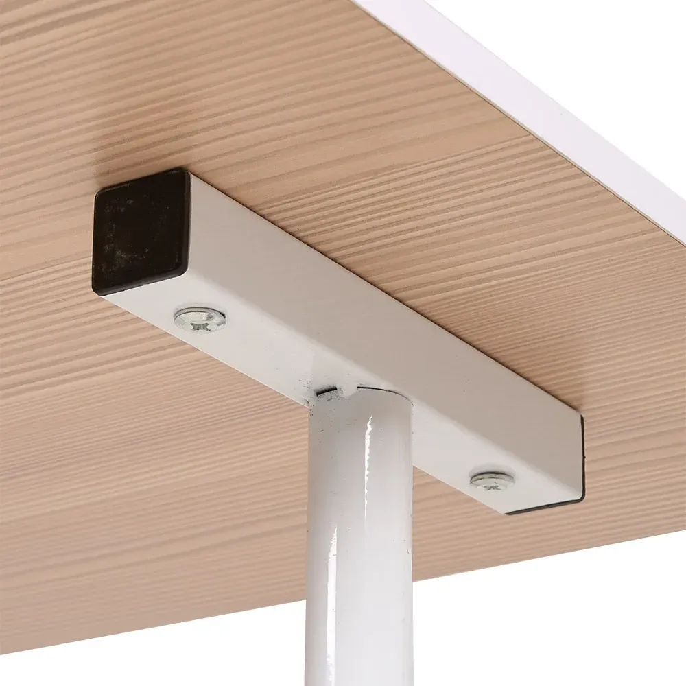 Height Adjustable Mobile Desk with Lockable Wheels - White