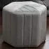 Hexagonal Velvet Footstool Ottoman with Stripes - Grey