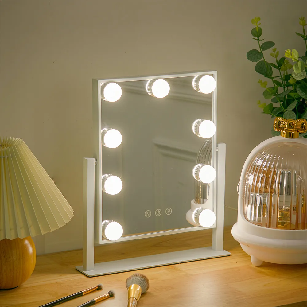 Hollywood LED Vanity Mirror with 9 Bulbs - White