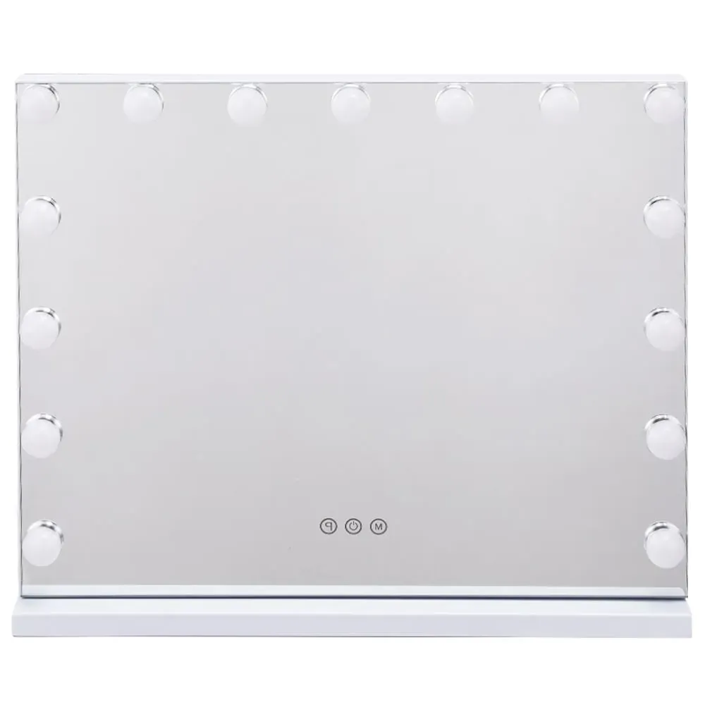 Hollywood Vanity Tabletop Mirror with 15 LED Bulbs - White image