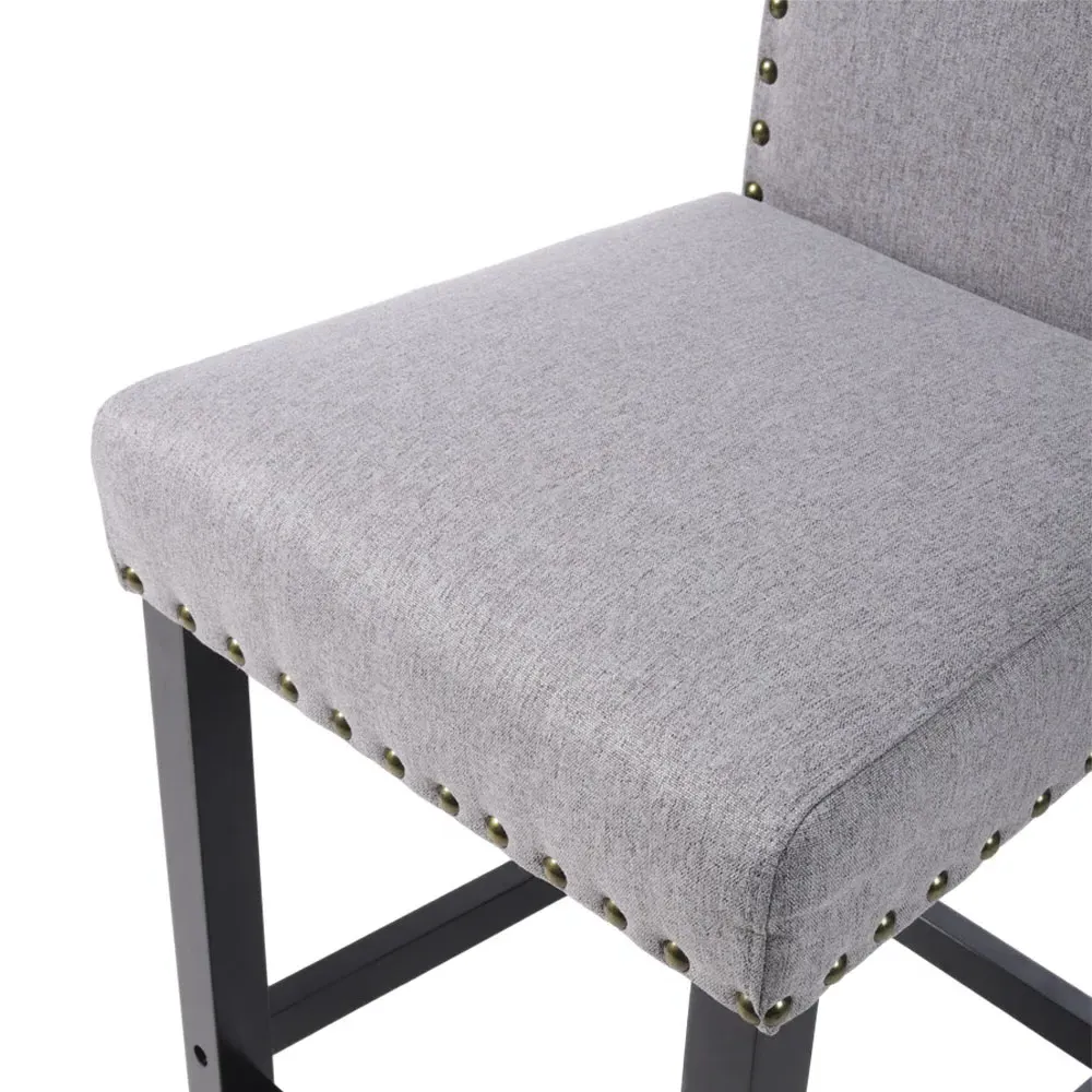 Kitchen Counter Bar Stool Set of 2 - Grey, Linen