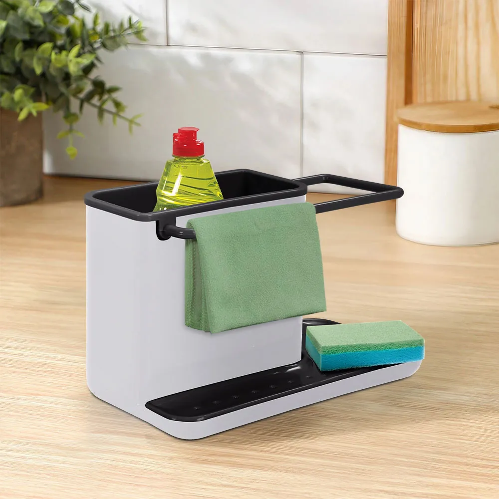 Kitchen Sink Caddy Organiser with Drip Tray - Black