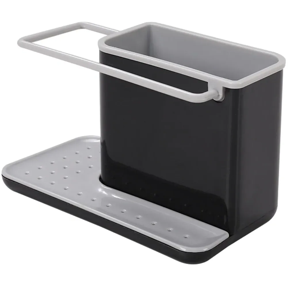Kitchen Sink Organiser with Draining Plate - Black