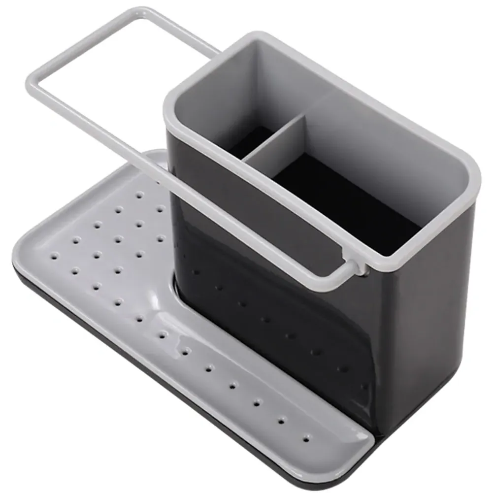 Kitchen Sink Organiser with Draining Plate - Black