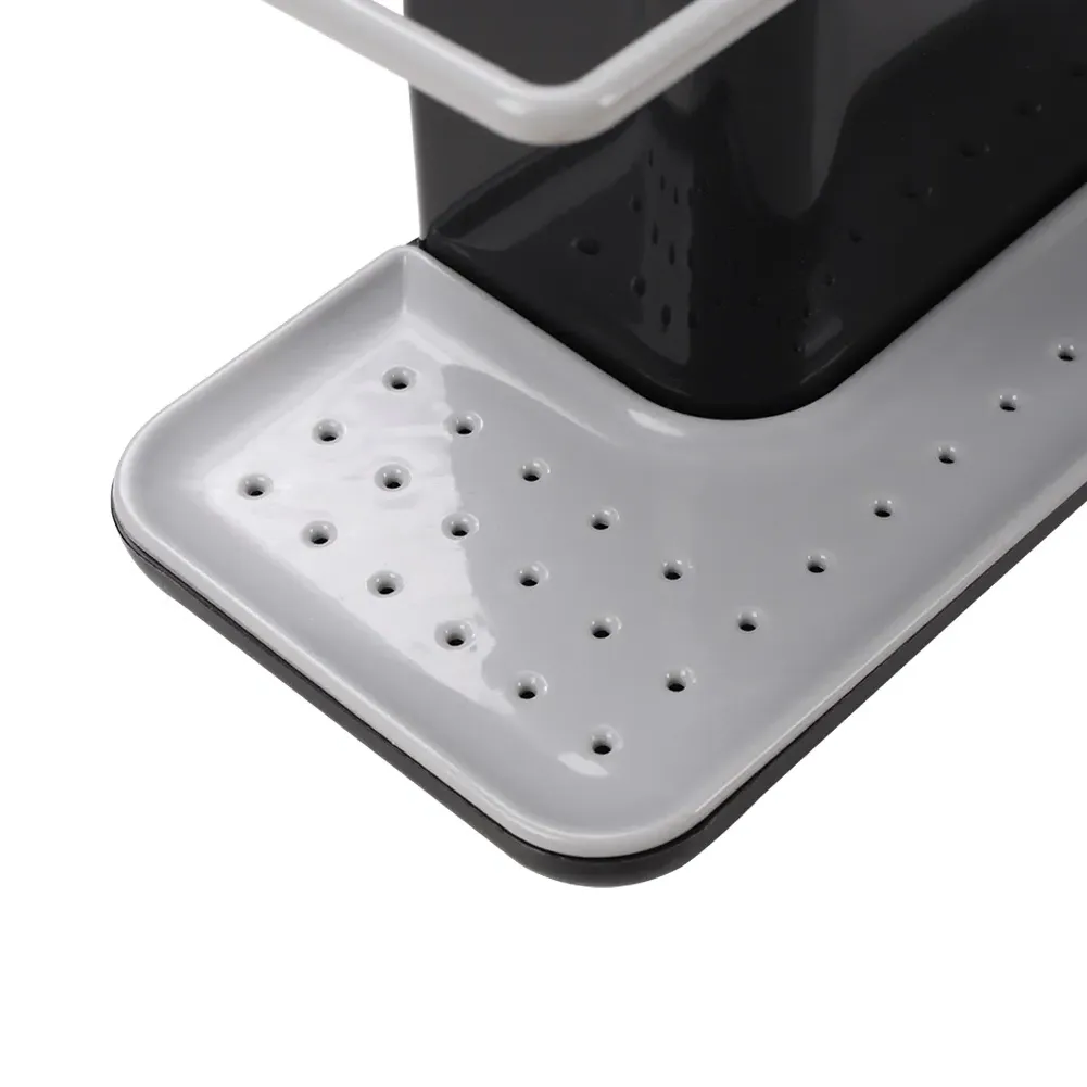 Kitchen Sink Organiser with Draining Plate - Black