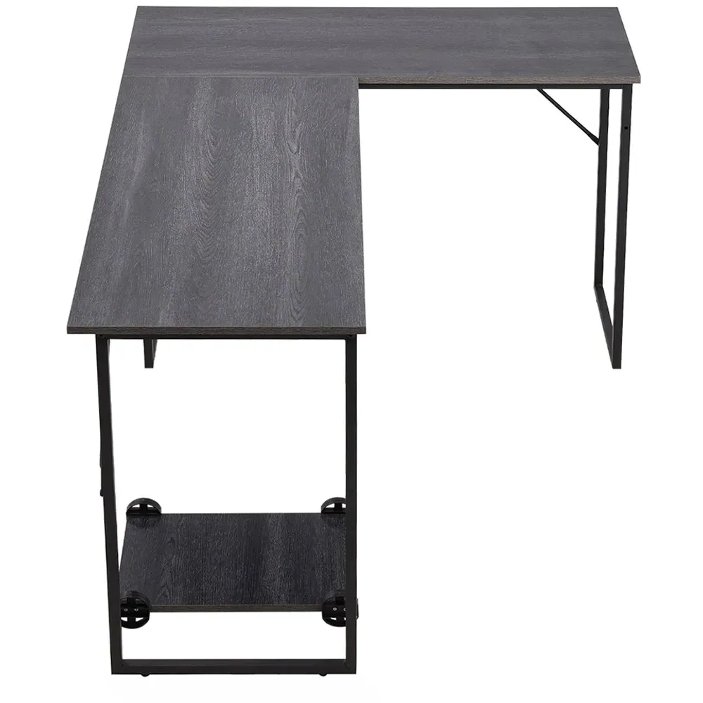 L-Shaped Office Desk with Movable Stand - Cream