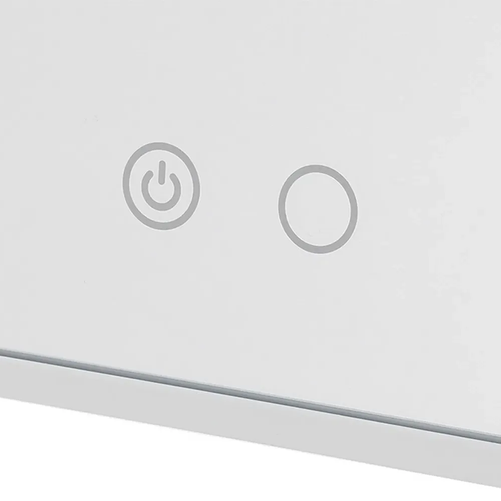 Large Rectangular LED Makeup Mirror with Touch Screen - White