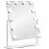 Large Rectangular LED Makeup Mirror with Touch Screen - White
