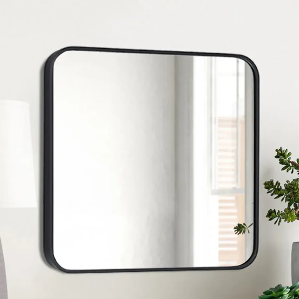 Large Square Wall Mirror - Black, Aluminium Alloy