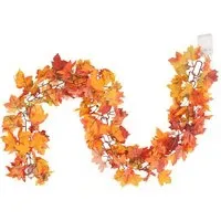 LED Garland with Maple Leaves 170cm - Orange