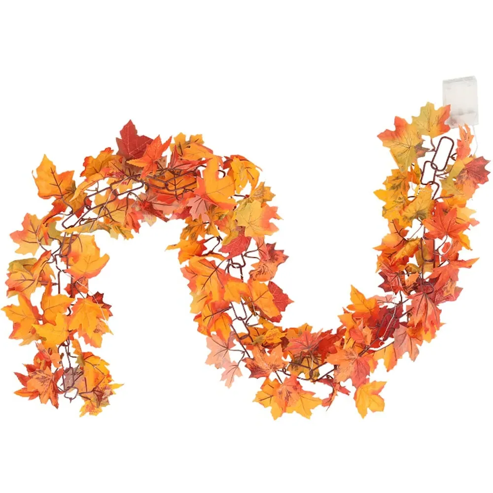 LED Garland with Maple Leaves 170cm - Orange image